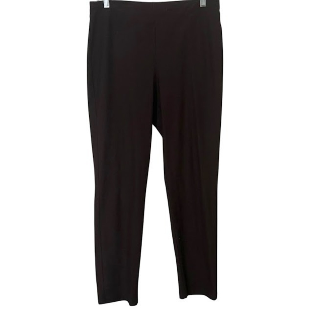 Eileen Fisher Dark Brown Slim Straight Stretch Pull On Dress Pants Womens S